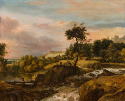 Berglandschaft mit Wasserfall von Roelandt Roghman